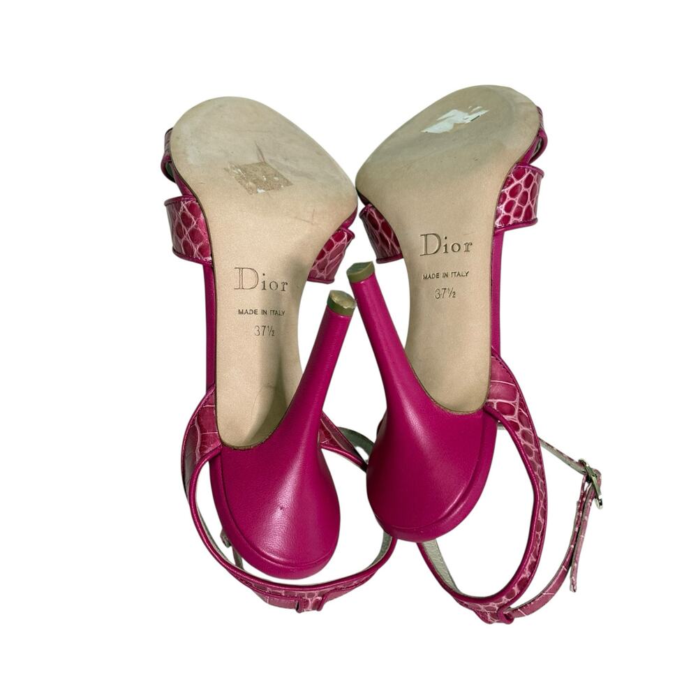 Christian Dior Crocodile Embossed Leather Karma Sandal Violet Moyen 37.5 7.5 - Picture 5 of 9